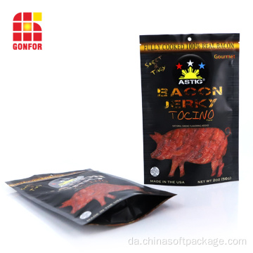 Bacon Jerky Packaging Stand Up Pouch med lynlås